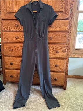 Eddie Bauer Charcoal Short-Sleeve Utility Jumpsuit